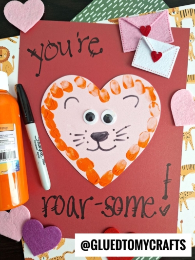 USE CRAFT FOAM HEART SHAPES TO MAKE LION CARDS