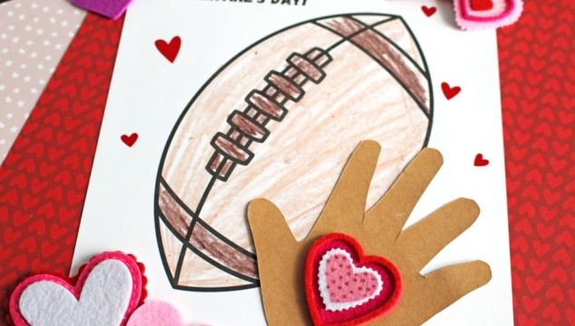Valentine's Handprint Football Craft Idea for Kids