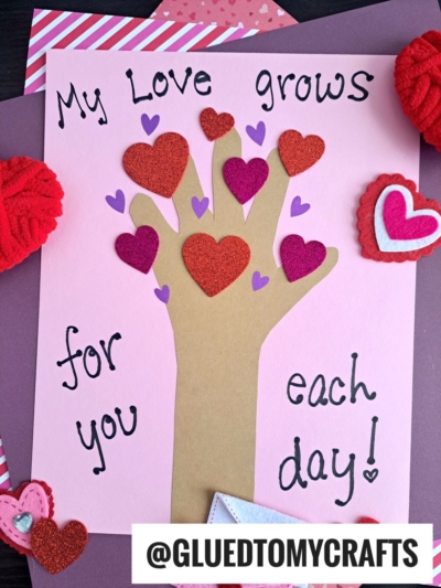 HANDPRINT "MY LOVE GROWS FOR YOU" - USE HEART STICKERS FOR THE LEAVES
