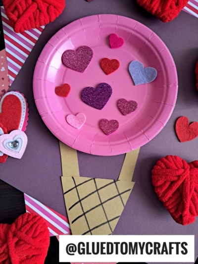 USE SMALL PAPER PLATES TO MAKE VALENTINE'S DAY HOT AIR BALLOONS