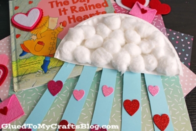 Paper Plate & Cotton Ball Day It Rained Hearts Craft Idea-3