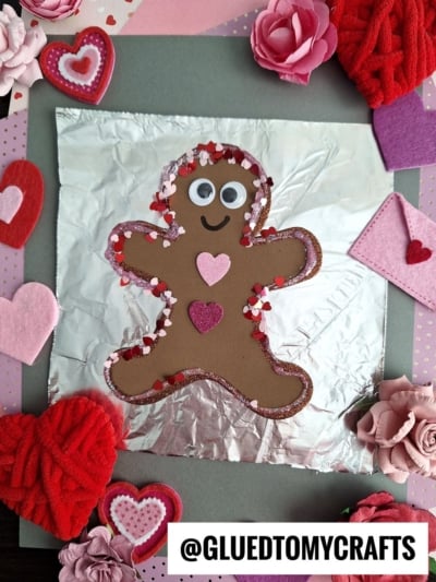 USE LEFT OVER FOAM SHAPES FROM CHRISTMAS TO MAKE VALENTINE'S DAY GINGERBREAD MEN COOKIES