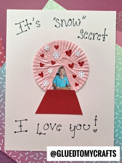 CUPCAKE LINER VALENTINE'S DAY SNOWGLOBE - IT'S "SNOW" SECRET I LOVE YOU