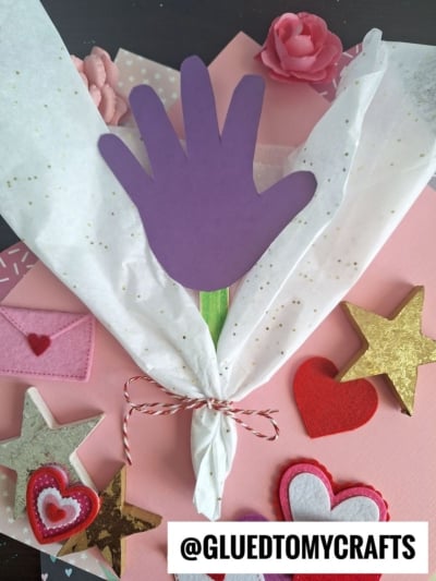 HANDPRINT FLOWER BOUQUET - USE TISSUE PAPER FOR THE "WRAP"