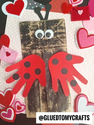 PAPER BAG LADYBUG CRAFT IDEA - USE HANDPRINT CUTOUTS FOR THE WINGS