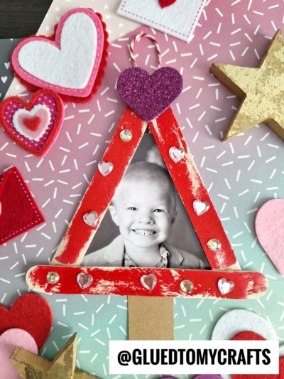 POPSICLE STICK VALENTINE'S DAY TREE PHOTO FRAME