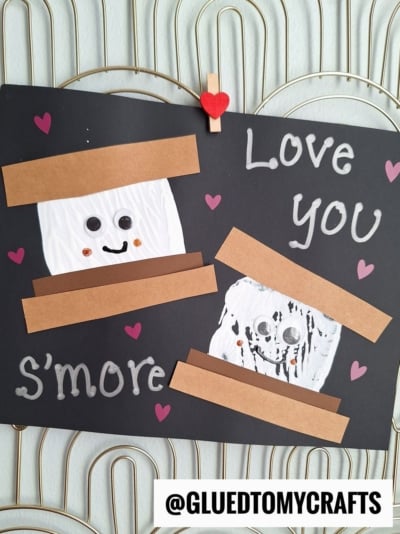 USE A FLAT SPATULA TO STAMP "SMORES" ON PAPER