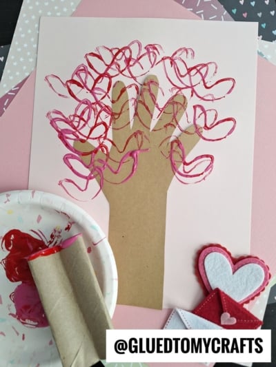 TOILET ROLL STAMPED LOVE TREE