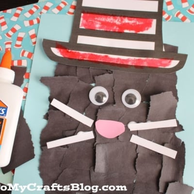 Craft a Torn Paper Cat in The Hat Fun for Read Across America