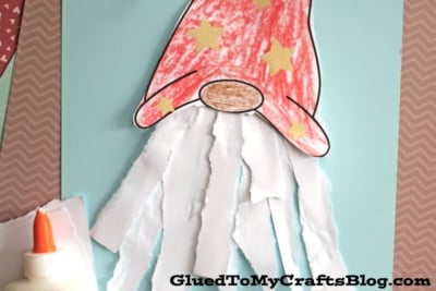 Torn Paper Gnome Beard Craft for Kids