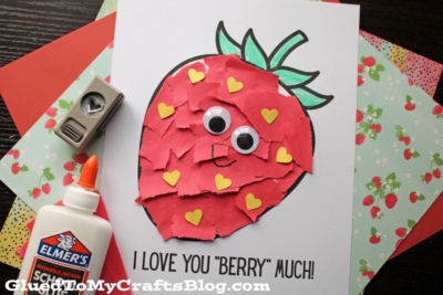 Torn Paper Strawberry - Love You BERRY Much Card