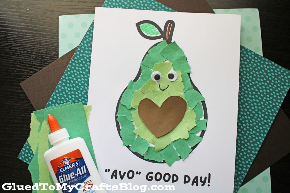 Torn Paper Avocado Craft Idea For Kids - gluedtomycrafts - 3