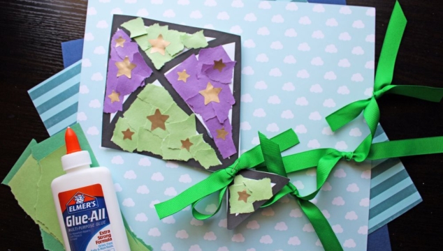 Torn Paper Kite Craft Idea for Kids - gluedtomycrafts - 2