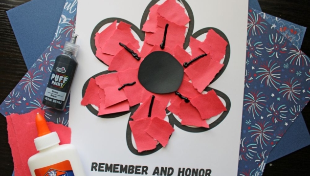 Torn Paper Poppy Flower Craft for Kids