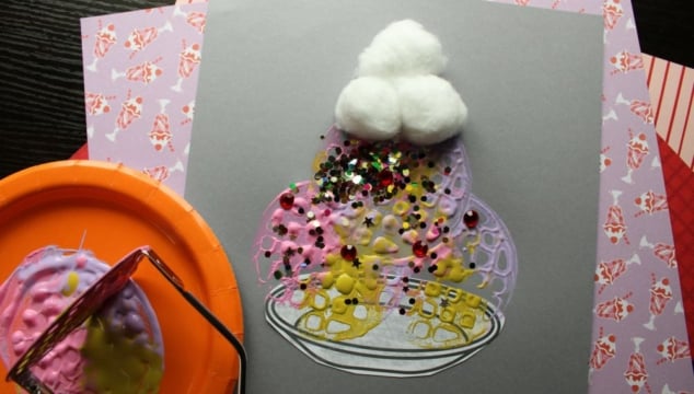 Potato Masher Stamped Ice Cream Sundae Craft Idea For Kids