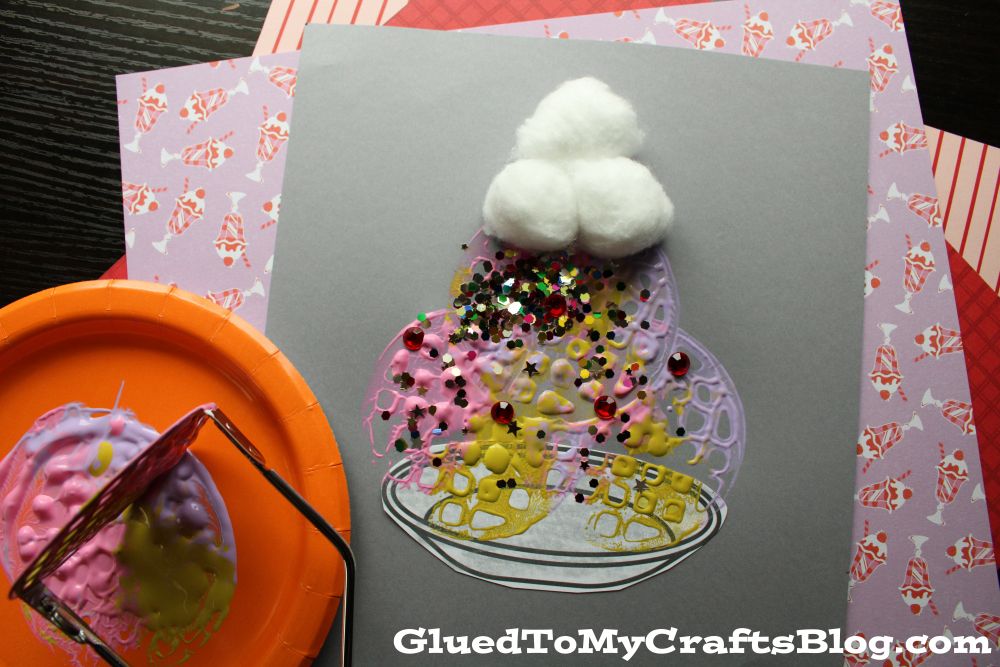 Potato Masher Stamped Ice Cream Sundae Craft Idea For Kids