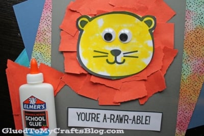 Torn Paper Lion Card Craft Idea