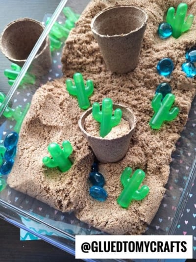 CACTUS DESSERT PLAY -USE KINETIC SAND & PLASTIC ICE CUBE CACTUSES
