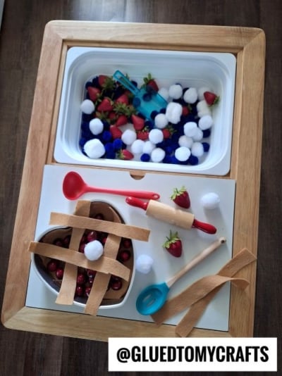 PATRIOTIC CHERRY PIE -USE FELT, POM POMS AND FAKE CHERRIES