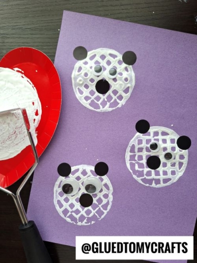 Potato Masher Stamped Panda Bears - use black coding dots for the ears and nose