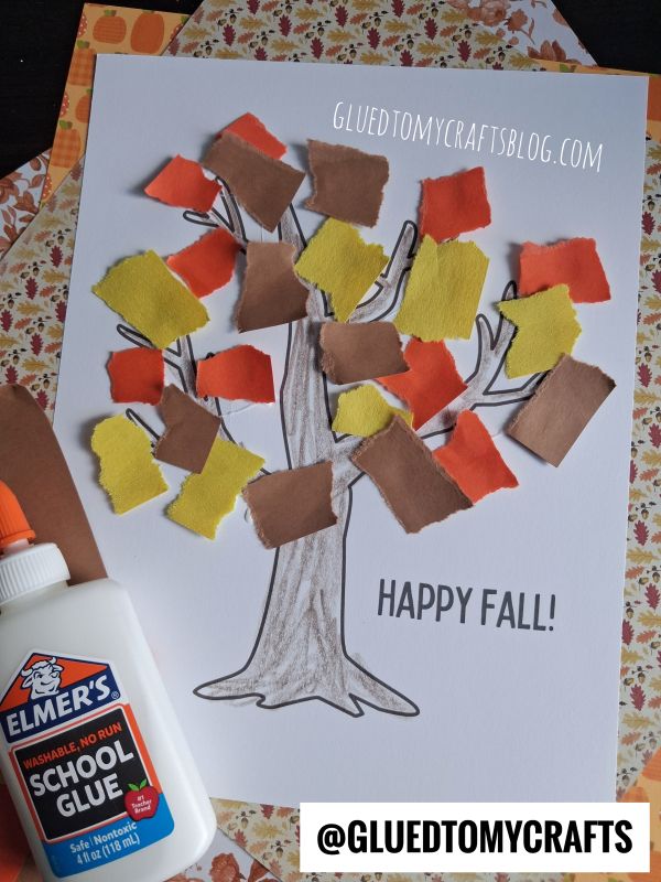Paper Fall Tree Torn Paper Fall Tree Craft for Kids – Free Template Included