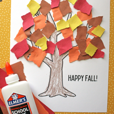 Torn Paper Fall Tree Craft for Kids – Free Template Included