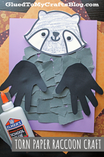 Torn Paper Raccoon Craft Idea For Kids