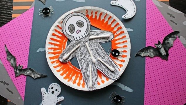 Skeleton Lounging On A Pool Floatie Craft Idea For Halloween