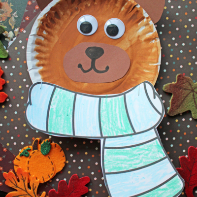 Paper Plate Bear with Scarf Craft Idea for Kids to Make This Fall Season