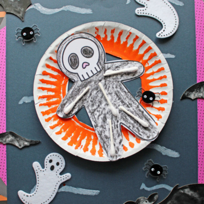 Skeleton Lounging On A Pool Floatie Craft Idea For Halloween