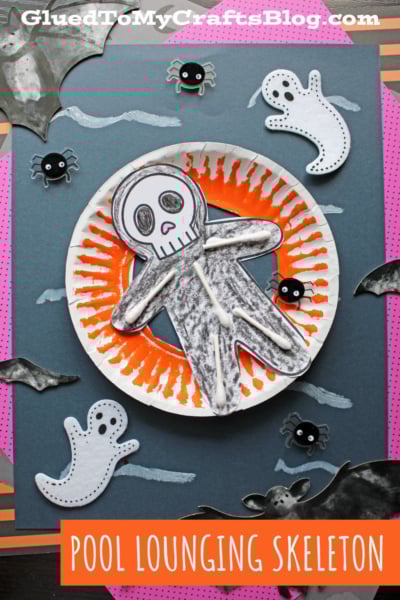 Skeleton Lounging On A Pool Floatie Craft Idea For Halloween