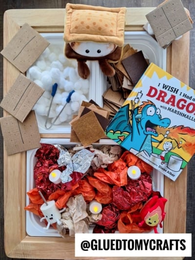 SMORES PLAY SET IDEA - ADD BUNCHED UP TISSUE PAPER FOR THE "FIRE"