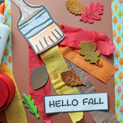 Crepe Paper & Leaf Sticker Fall Paint Brush Craft Idea for Kids