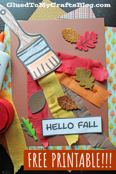 Crepe Paper & Leaf Sticker Fall Paint Brush Craft Idea for Kids