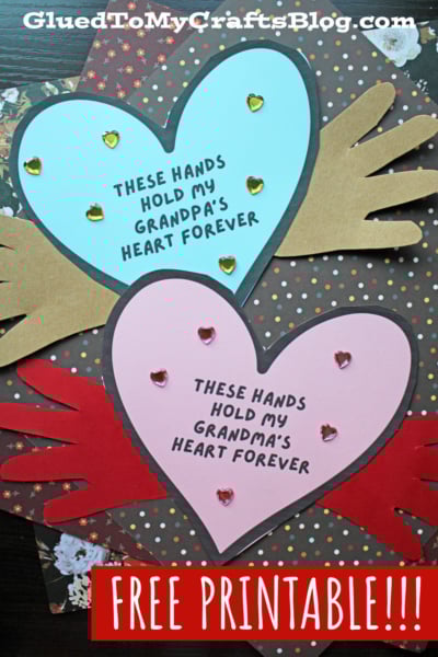 Handprint Hold My Heart Grandparent's Day Keepsake Craft Idea - Free Printable