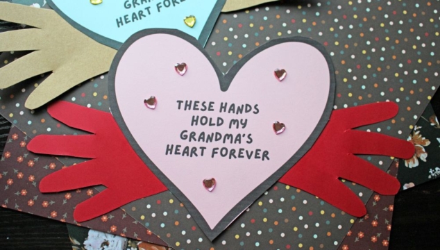 Handprint Hold My Heart Grandparent's Day Keepsake Craft Idea - Free Printable