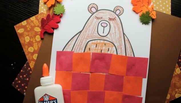 Cozy Hibernating Bear w/Paper Quilt Craft Idea For Kids