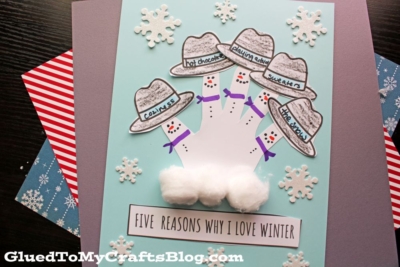 "Five Reasons Why I Love Winter" Handprint Snowman Craft