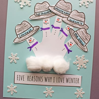 Five Reasons Why I Love Winter Handprint Snowman Keepsake