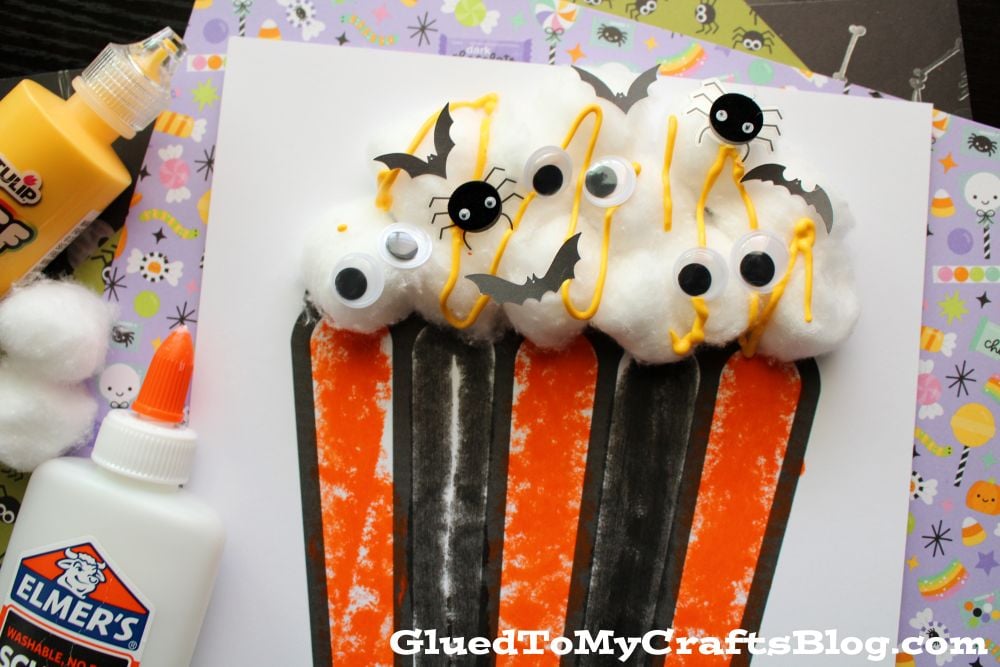 Halloween Popcorn Card Craft Idea For Kids