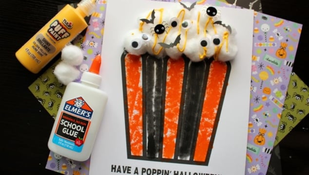 Halloween Popcorn Card Craft Idea For Kids