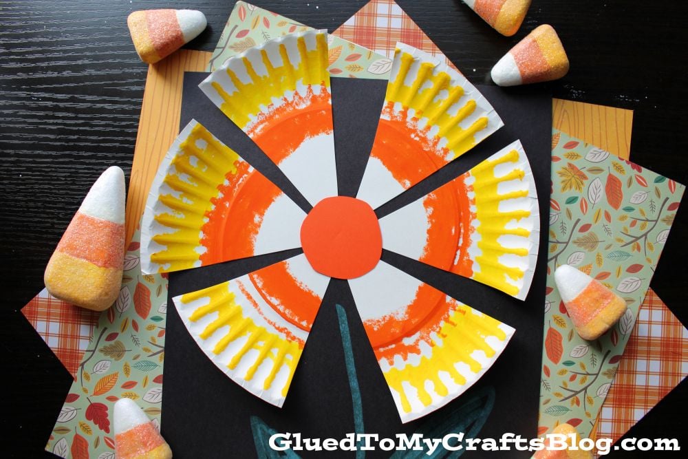 Paper Plate Candy Corn Flower Craft Idea