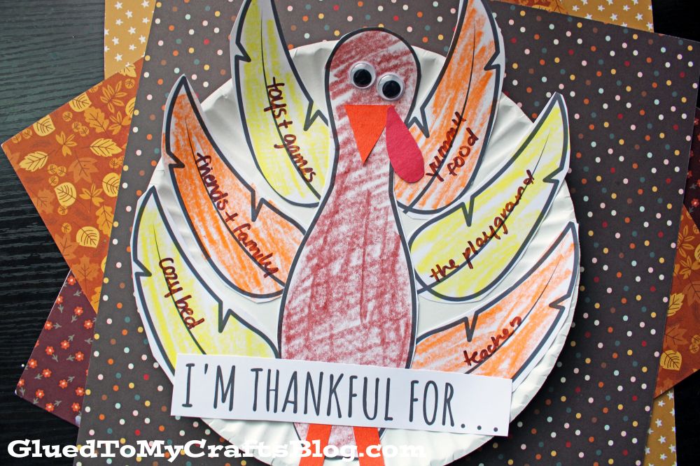 Paper Plate Gratitude Turkey Craft Idea - gluedtomycrafts