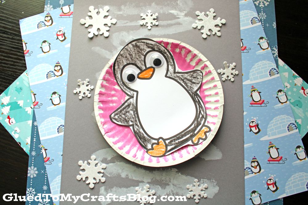 Paper Plate Snow Tubing Penguin Craft Idea