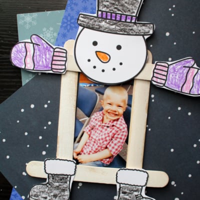 Popsicle Stick Snowman Picture Frame Ornament-1