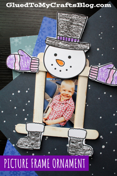 Popsicle Stick Snowman Picture Frame Ornament