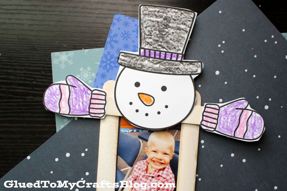 Popsicle Stick Snowman Picture Frame Ornament