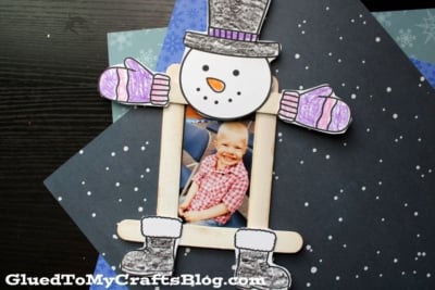Popsicle Stick Snowman Picture Frame Ornament