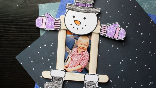 Popsicle Stick Snowman Picture Frame Ornament