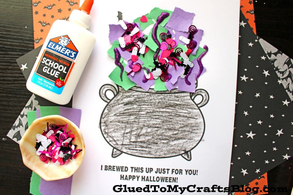 Torn Paper Halloween Cauldron Craft Idea For Kids